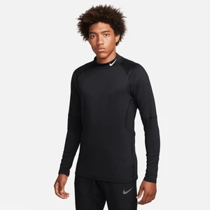 Męska ciepła koszulka do fitnessu z długim rękawem i półgolfem Dri-FIT Nike Pro - Czerń