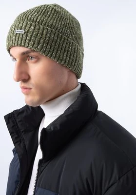 Męska czapka prążkowana zielono-biała Wittchen