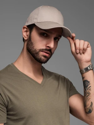 Męska czapka z daszkiem bejsbolówka z ozdobnym haftem – popielata V3 Ombre Clothing