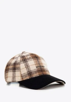 Męska czapka z daszkiem brązowo - beżowa Wittchen