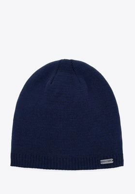 Męska czapka z dodatkowym ociepleniem granatowa Wittchen