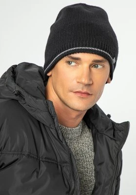 Męska czapka z kolorowym paskiem czarna Wittchen