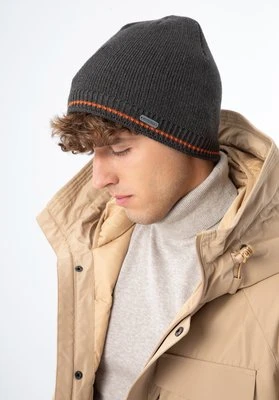 Męska czapka z kolorowym paskiem szaro-pomarańczowa Wittchen