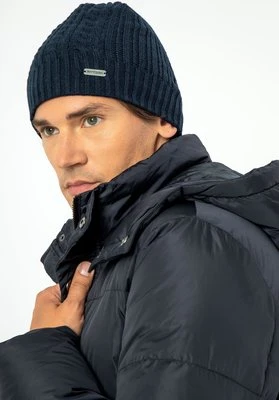 Męska czapka z ozdobnym splotem granatowa Wittchen