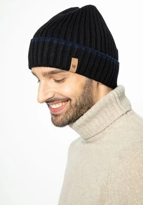 Męska czapka zimowa z logo czarno - granatowa Wittchen