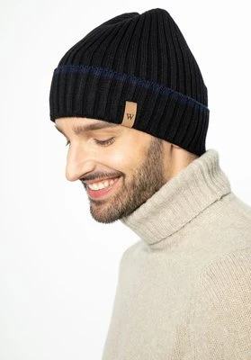 Męska czapka zimowa z logo czarno - granatowa Wittchen