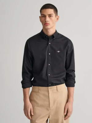 Męska czarna klasyczna koszula slim fit z popeliny GANT