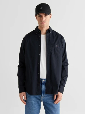 Męska czarna klasyczna koszula z popeliny o regularnym kroju GANT