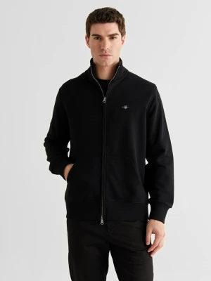 Męska czarna rozpinana bluza ze stójką GANT