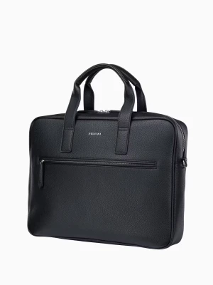 Męska czarna torba na laptopa 15 cali ze skóry ekologicznej Puccini