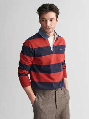 Męska czerwona bawełniana koszulka polo w paski GANT