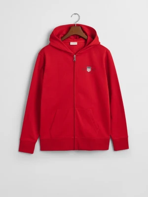 Męska czerwona rozpinana bluza z kapturem z grafiką GANT