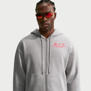 Męska dzianinowa bluza do biegania z kapturem i zamkiem na całej długości Nike - Szary