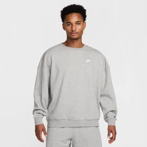 Męska dzianinowa bluza dresowa o kroju oversize z półokrągłym dekoltem Nike Sportswear Club - Szary