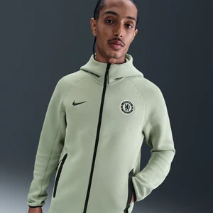 Męska dzianinowa bluza piłkarska z kapturem i zamkiem na całej długości Nike Chelsea F.C. Tech Windrunner - Zieleń