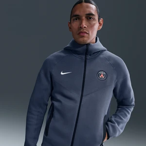 Męska dzianinowa bluza piłkarska z kapturem i zamkiem na całej długości Nike Paris Saint-Germain Tech Windrunner - Niebieski