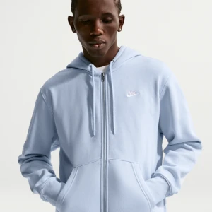 Męska dzianinowa bluza z kapturem i zamkiem na całej długości Nike Club - Niebieski