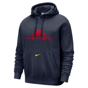 Męska dzianinowa bluza z kapturem Nike NBA Golden State Warriors Club City Edition - Niebieski