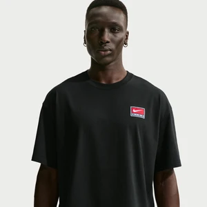 Męska dzianinowa koszulka o pudełkowym kroju z krótkim rękawem Nike Life - Czerń