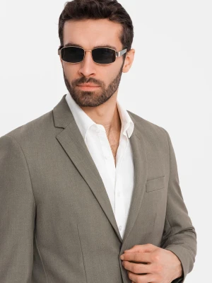 Męska elegancka marynarka SLIM FIT z rayonem – oliwkowa V5 OM-BLZB-0135
 -                                    S Ombre