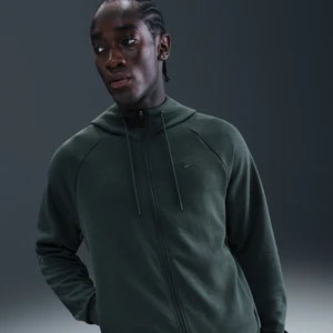 Męska funkcjonalna bluza z kapturem, zamkiem na całej długości i ochroną przed promieniowaniem UV Dri-FIT Nike Primary Fleece - Zieleń