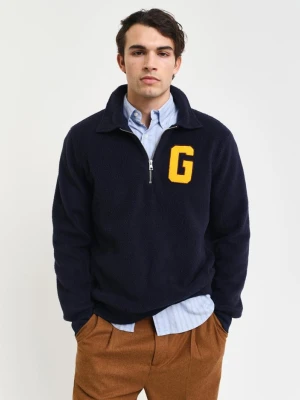 Męska granatowa bluza polarowa z krótkim suwakiem GANT
