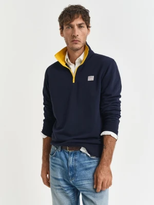 Męska granatowa bluza regular fit z krótkim zamkiem GANT