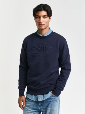 Męska granatowa bluza regular fit z okrągłym dekoltem GANT