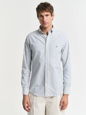 Męska granatowa klasyczna koszula oxford w paski o regularnym kroju GANT