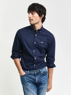 Męska granatowa klasyczna koszula slim fit z popeliny GANT