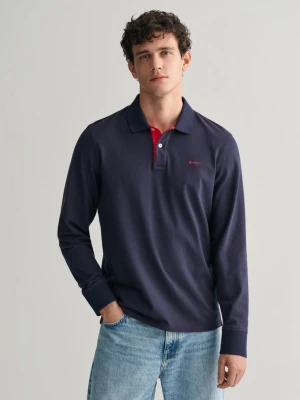 Męska granatowa koszulka polo z kontrastowymi detalami GANT
