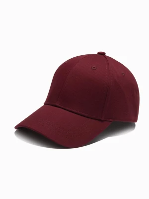 Męska jednokolorowa czapka z daszkiem bejsbolówka – bordowa V3 Ombre Clothing