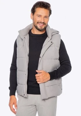 Męska kamizelka pikowana z odpinanym kapturem szara Wittchen