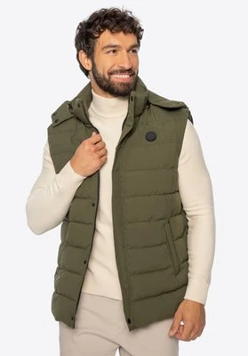 Męska kamizelka puchowa z kapturem ciemnozielona Wittchen