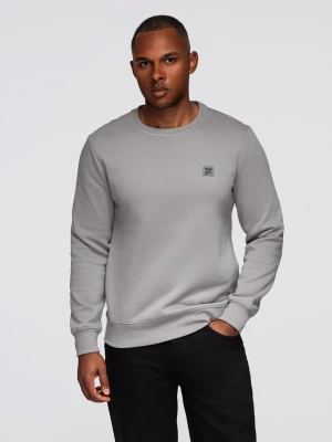 Męska klasyczna bluza z okrągłym dekoltem – szara V4 Ombre Clothing