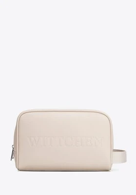 Męska kosmetyczka z imitacji skóry z logo kremowa Wittchen