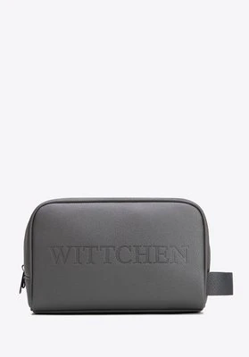 Kosmetyczka z imitacji skóry z logo szara Wittchen