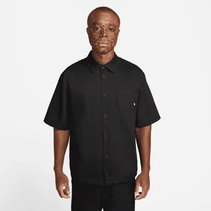 Męska koszula z krótkim rękawem zapinana na guziki Nike Club - Czerń