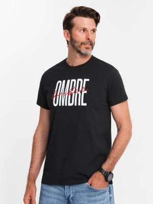Zdjęcie produktu Męska koszulka bawełniana z podwójnym logotypem – czarna V2 - Rozmiar: L Ombre Clothing