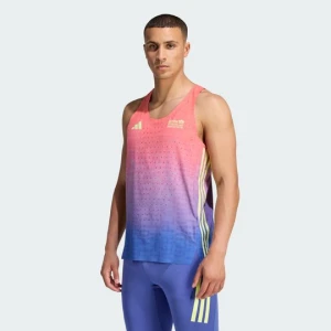 MĘSKA KOSZULKA BEZ RĘKAWÓW DO BIEGANIA BMW BERLIN-MARATHON 2026 Adidas beżowy