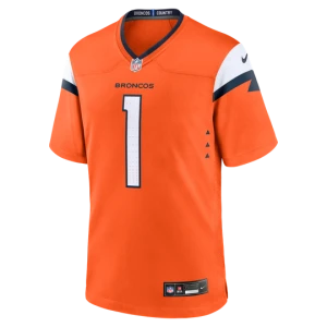 Męska koszulka meczowa do futbolu amerykańskiego Nike NFL Bo Nix Denver Broncos - Pomarańczowy