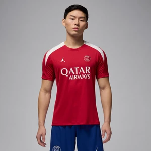 Męska koszulka piłkarska z dzianiny z krótkim rękawem Jordan Dri-FIT Paris Saint-Germain Strike (wersja czwarta) - Czerwony