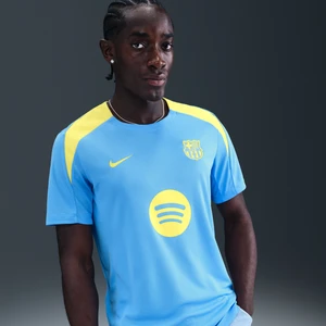Męska koszulka piłkarska z krótkim rękawem Nike Dri-FIT FC Barcelona Strike (wersja czwarta) - Niebieski