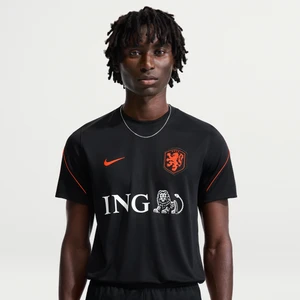Męska koszulka piłkarska z krótkim rękawem Nike Dri-FIT Holandia Strike - Czerń