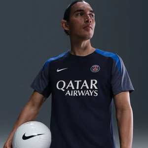 Męska koszulka piłkarska z krótkim rękawem Nike Dri-FIT Paris Saint-Germain Strike - Niebieski