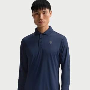 Męska koszulka polo do golfa z długim rękawem Nike Par Dri-FIT - Niebieski