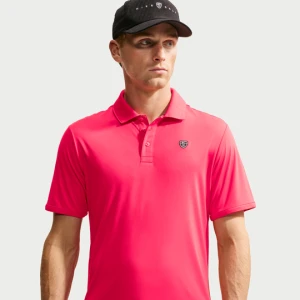 Męska koszulka polo do golfa z logo na klatce piersiowej Dri-FIT Nike Par - Czerwony