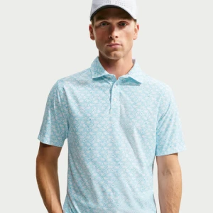 Męska koszulka polo do golfa z mikronadrukiem Nike Tailored Performance - Niebieski