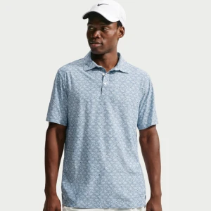 Męska koszulka polo do golfa z mikronadrukiem Nike Tailored Performance - Niebieski