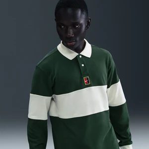 Męska koszulka polo do tenisa z długim rękawem NikeCourt Heritage - Zieleń